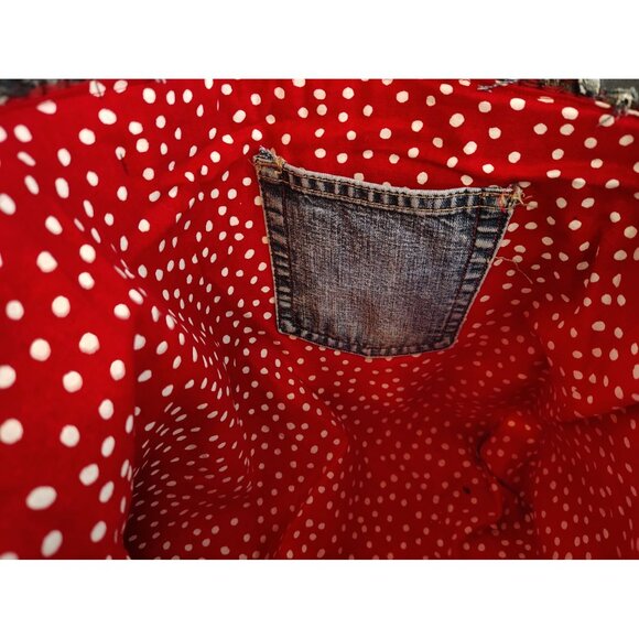 Handmade Recycled Denim Jeans Shoulder Bag Purse, Boho Quilted Double Strap Blue - Picture 3 of 3